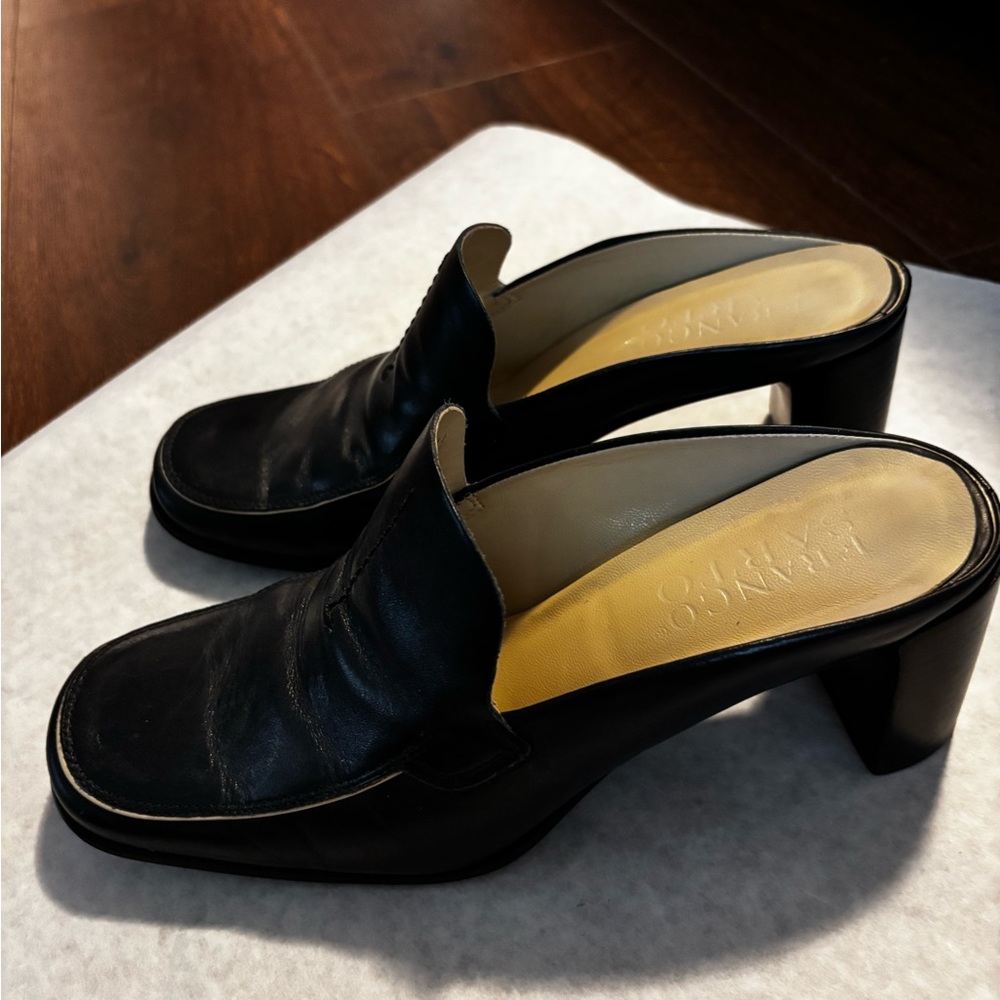 Franco Sarto Black Leather Mules